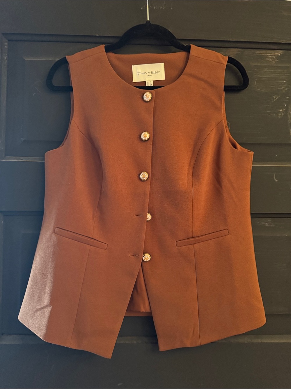 Haven + Blair Women's Sleeveless Button Vest - Brown